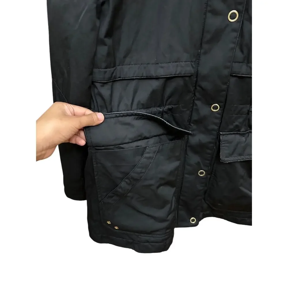 Zara Trafaluc Parka‎ Coat Black Faux Fur Size Small 3427/225/800 Winter